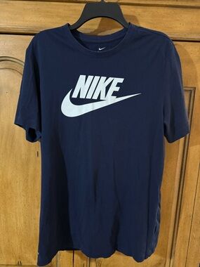 Nike Navy Short-Sleeve Tee with White Swoosh Logo